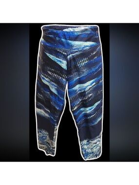 Marika Vibrant Blue Abstract Capris Sz Small